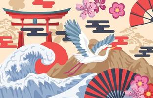 Japanese Style Element Background vector