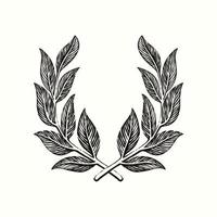 Illustration engraving leaf wreath vintage vector