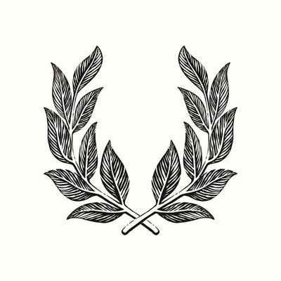 Illustration engraving leaf wreath vintage