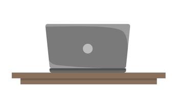 Laptop on the table in cartoon style. Vector illustration isolated on a white background