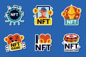 Non Fungible Token NFT Sticker Set vector