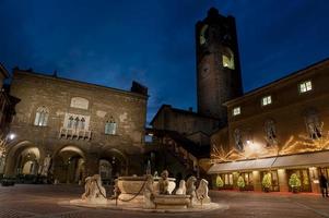 Bergamo Italy 2017 Old square at sunset photo