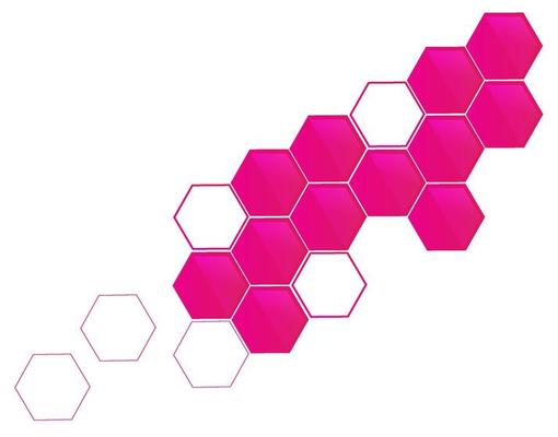 pink hexagon background isolated on white background.