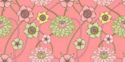 Floral pink seamless pattern with chrysanthemums vector