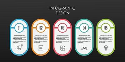 plantilla infográfica vectorial e icono empresarial 5 pasos para la presentación. vector