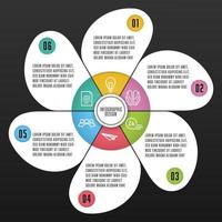 plantilla de círculo de infografía vectorial 6 pasos con concepto de negocio. vector