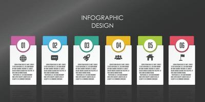 Vector creative infographic business template design with 6 step.