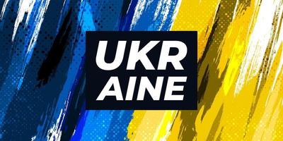 Ukraine Flag with Brush Concept and Halftone Effect. Flag of Ukraine in Grunge Style. Pray for Ukraine. Hand Painted Brush Flag of Ukraine Country vector