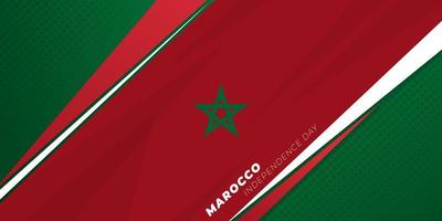 diseño de fondo geométrico del día de la independencia de marruecos. diseño de fondo rojo y verde. vector