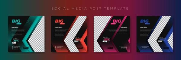 Set of social media post template with multicolor choice design. vector