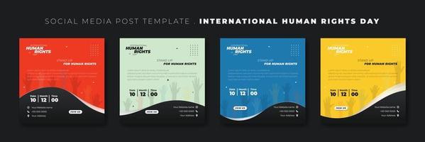 Set of social media post template with multicolor of banner designs. World Human Rights Day template design. vector