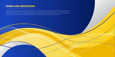 Wavy Yellow on blue background design. Bosnia and herzegovina Independence day template. vector