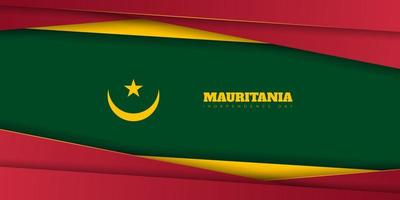 Green, red and yellow geometric abstract background. Mauritania Independence Day template design. vector