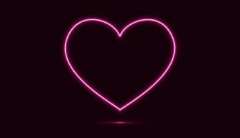 corazón con color púrpura neón aislado sobre fondo oscuro. ilustración vectorial vector