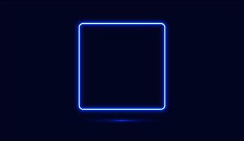 cuadrado de neón azul aislado sobre fondo oscuro. ilustraciones vectoriales vector