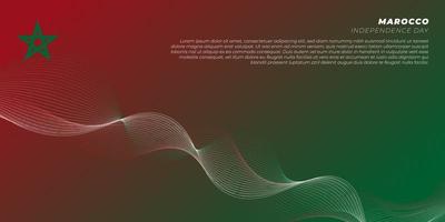 Morocco Independence day background with waving lines design. red and green background design. vector