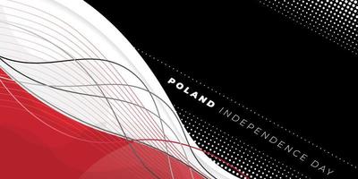 diseño abstracto rojo y blanco con fondo negro. diseño del día de la independencia de polonia. vector