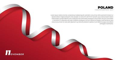Waving Poland Ribbon vector illustration. Poland Independence day design.