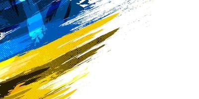 Ukraine Flag with Brush Concept and Halftone Effect. Flag of Ukraine in Grunge Style. Pray for Ukraine. Hand Painted Brush Flag of Ukraine Country vector