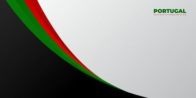 fondo ondulado simple con diseño rojo y verde. diseño de plantilla del día de la independencia de restauración de portugal. vector