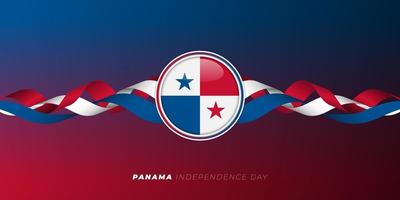 ondeando una cinta roja, azul y blanca con un diseño circular de bandera panameña. fondo del día de la independencia de panamá.