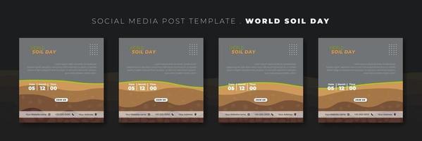 Set of social media post template with Soil design. World Soil Day template design. vector