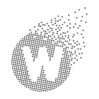 Round letter W fast pixel dots. Pixel art with letter W. vector