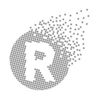 Round letter R fast pixel dots. Pixel art with letter R. vector