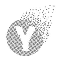 Round letter Y fast pixel dots. Pixel art with letter Y. vector