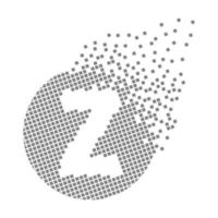 Round letter Z fast pixel dots. Pixel art with letter Z. vector