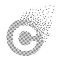 Round letter C fast pixel dots. Pixel art with letter C. vector