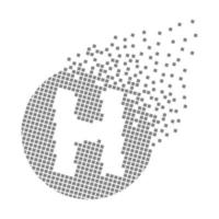 Round letter H fast pixel dots. Pixel art with letter H. vector