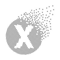 Round letter X fast pixel dots. Pixel art with letter X. vector