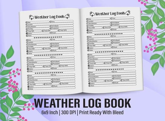 Weather Logbook for KDP interior. Weather Logbook planner template design for KDP Interior.
