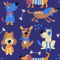 Seamless pattern with cute dogs. vector