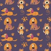 Seamless pattern with cute dogs. vector