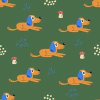 Seamless pattern with cute dogs. vector