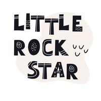 Inscription LITTLE ROCK STAR Scandinavian style vector illustration with decorative abstract elements