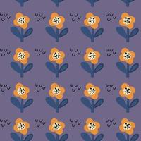 Seamless natural pattern of flowers in a simple shape. vector