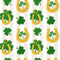 Seamless St. Patrick's Day pattern of Irish symbols. Green clover leaf and other hand drawn elements vector