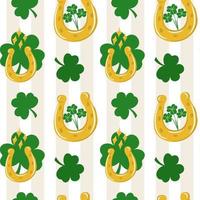 Seamless St. Patrick's Day pattern of Irish symbols. Green clover leaf and other hand drawn elements vector