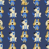 Seamless pattern with cute dogs. vector