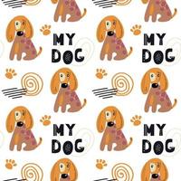 Seamless pattern with cute dogs. vector