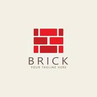 red brick logo construction flat vector emblem design illustration