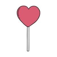 Hand drawn heart shaped lollipop doodle. Candy in sketch style.  Vector illustration isolated on white background.