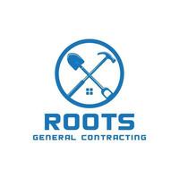 Building construction logo template, window icon, shovel and hammer in circle. vector