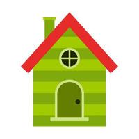 A green house, a birdhouse with a round window and a door. Cute illustration in Flat cartoon style.Isolated on a white background vector