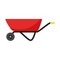 An empty red garden wheelbarrow. Gardening, renovation. Cartoon Flat style.Isolated on a white background. vector