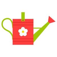 A simple garden watering can with a flower. Gardening. Cartoon flat style.Isolated on a white background. vector