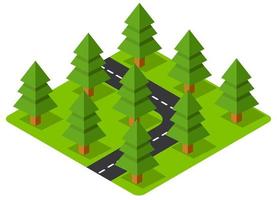 Isometric 3d trees forest camping nature elements vector